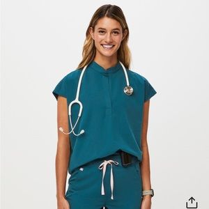 FIGS Rafaela Scrub Top, Caribbean Blue